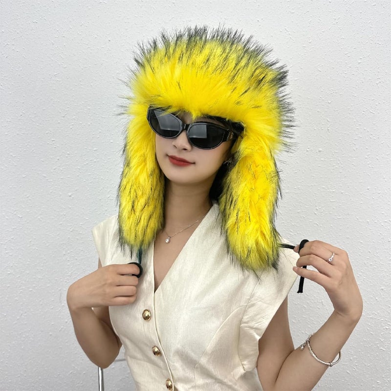 YFJNV Y2K Faux Fur Russian Hat, Soft, Warm Winter Trapper Hat with Earmuffs for Men and Women - Image 4